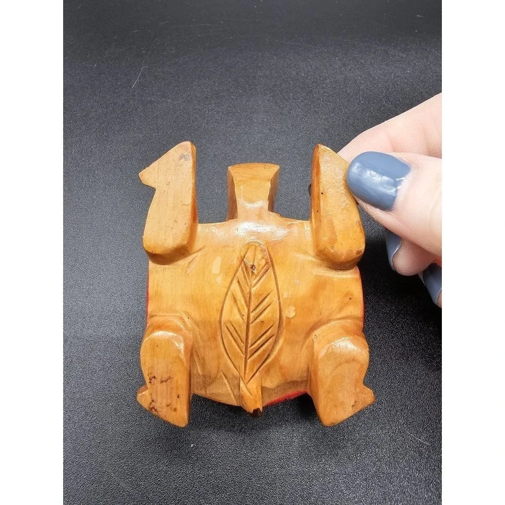 Hand Carved Hand Painted Folk‎ Art Wooden Turtle Figurine